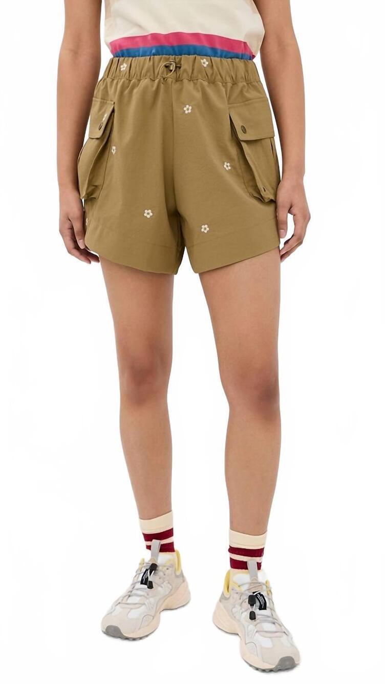 NEW THE GREAT. the embroidered cargo short in khaki